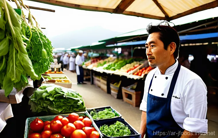 일식조리사와 관련된 최신 트렌드 - **Prompt:** A serene and focused Japanese male chef, in his mid-40s, wearing a crisp white chef's ja...